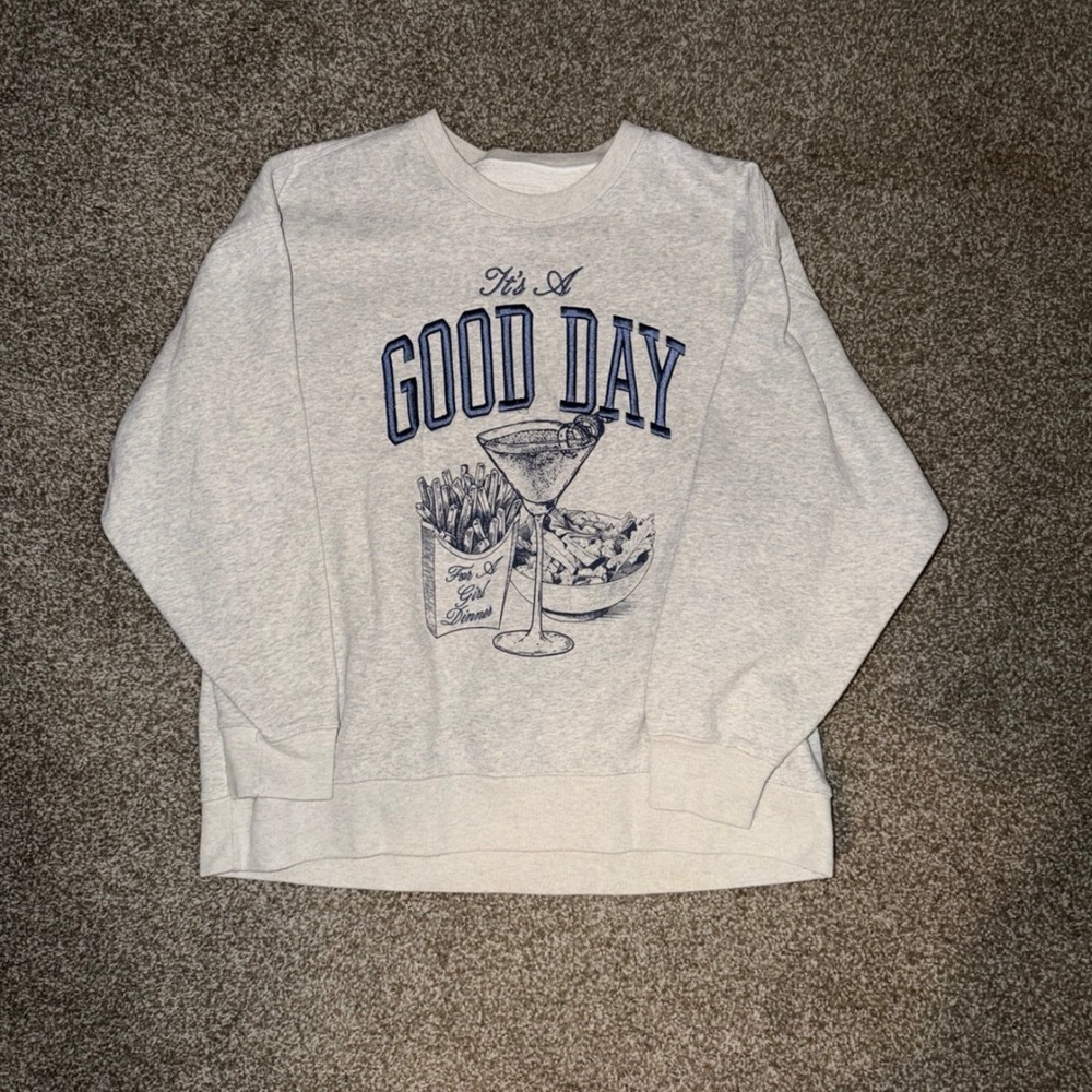 Abercrombie & Fitch White Graphic Crewneck Sweater